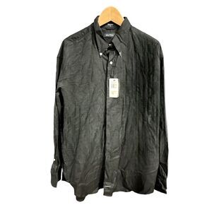 NAUTICA STAIN WRINKLE RESISTANT BUTTON DOWN LONG SLEEVE SHIRT BLACK L NEW NWT